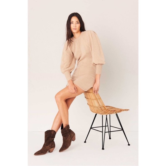 NWT BA&SH Nancy Puffed Sleeve Mini Sweater Dress - Picture 3 of 13